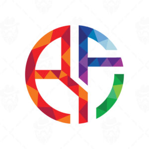 RF logo design with geometric color